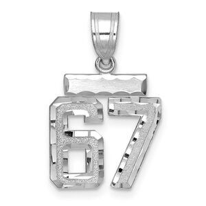 14k White Gold, Varsity Collection, Small D/C Pendant, Number 67